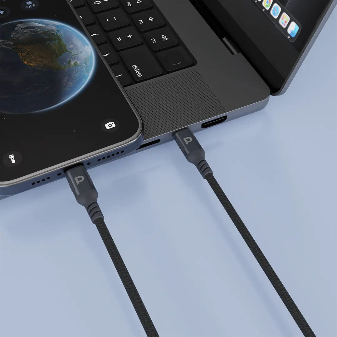 Powerology Power Sync Weave USB-C to Lightning Cable, 60W, Black