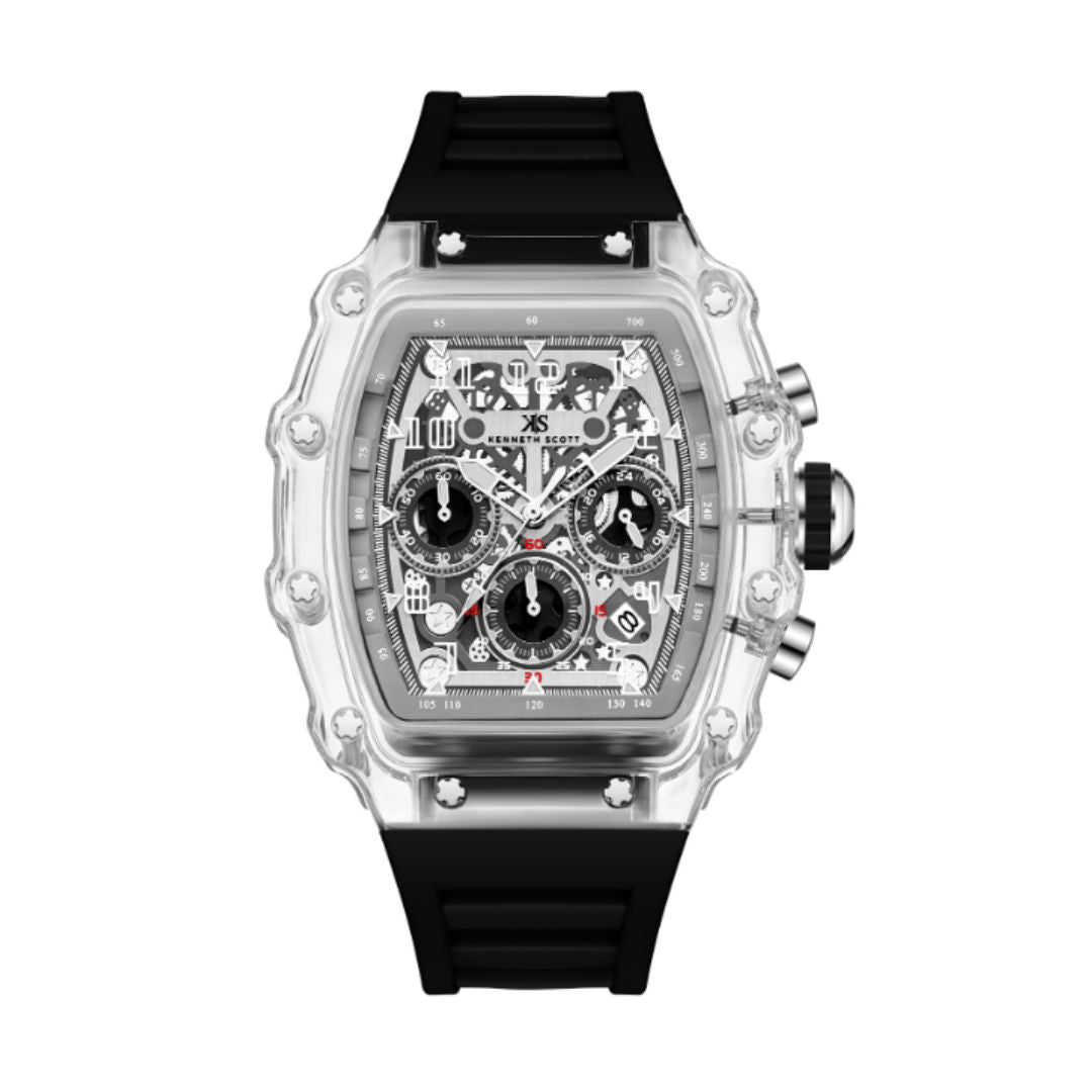 Kenneth Scott Men’s Multi-Function Watch, Clear Dial K25103-ZSBI