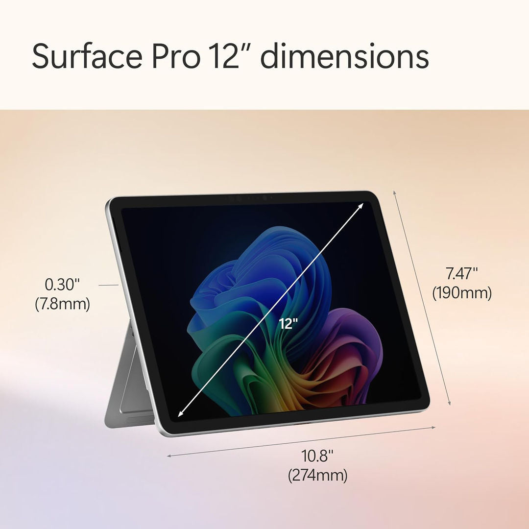 Microsoft Surface Pro 12 Copilot+ PC, 8 Core Snapdragon X Plus Processor, 16GB, 512GB 12 Inch Windows 11+ Arabic English Keyboard & Pen