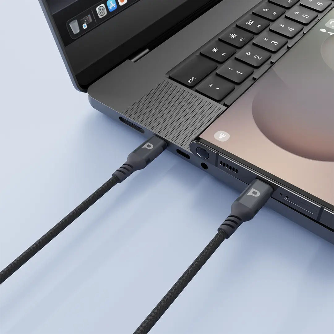 Powerology Power Sync Weave 240W USB-C to USB-C Cable, 3M, Gray