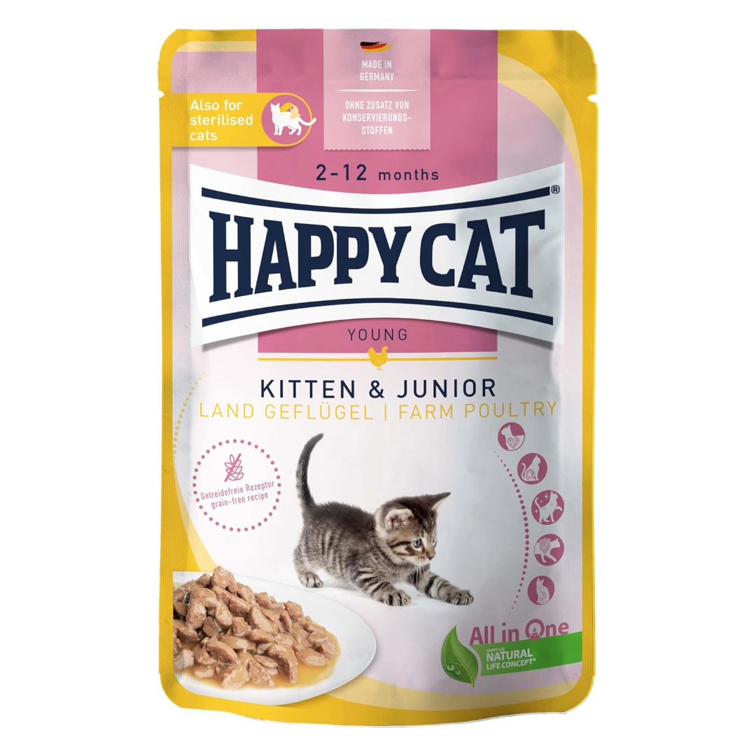 Happy Cat Meat In Sauce Kitten Poultry Cat Food For, Kittens 2-12 Months Old, 85gm