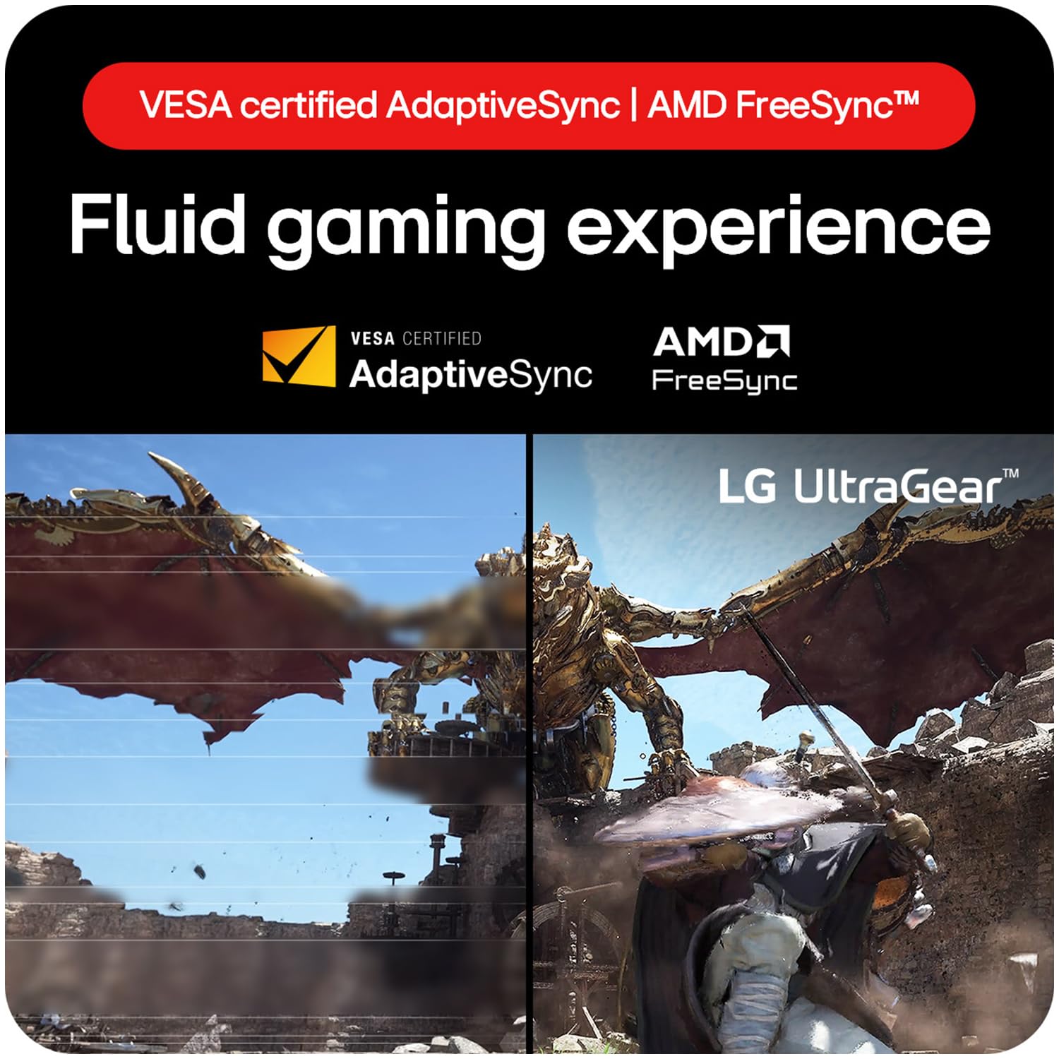 LG UltraGear 27GS60QC-B 27 Inch Curved Gaming Monitor, QHD 2560×1440, 180Hz, 1ms, HDR10, AMD FreeSync, 1000R Curved