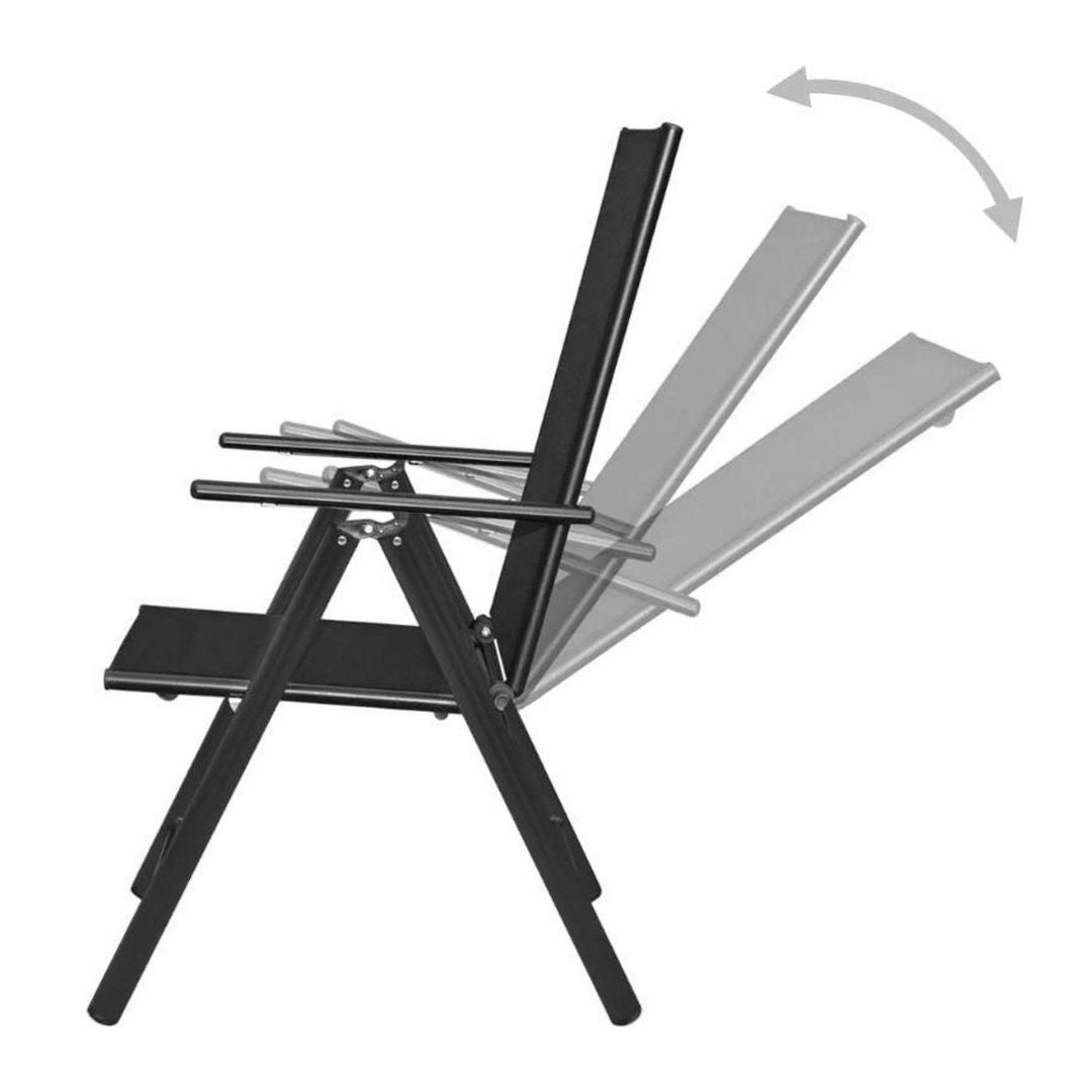Camp Master Folding Chair, Steel Powder Coated Black Frame, Black Fabric