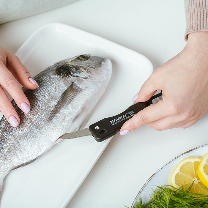 NAVA Acer Fish Scaler With Stainless Steel Blade & Storage Container,  20cm