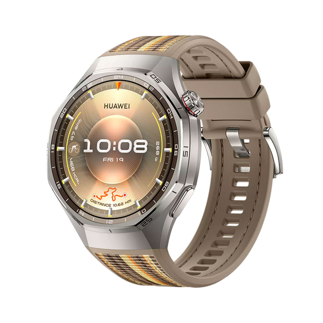 Huawei Watch GT 6 Pro 46mm Smartwatch, Composite Woven Strap, 1.47-inch AMOLED Display, Titanium Alloy Case, Brown
