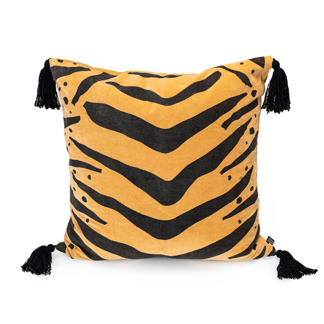 Sambora Cushion, Washed Black Dark Yellow, 60x60cm