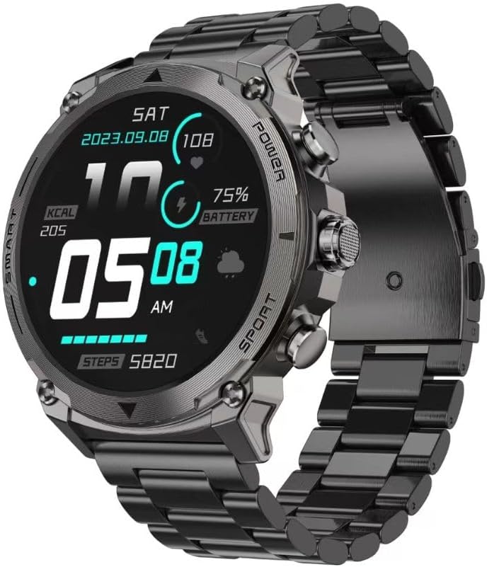 Telux ActiveX1 Smartwatch with 1.43 AMOLED Display & Black Stainless Steel Strap