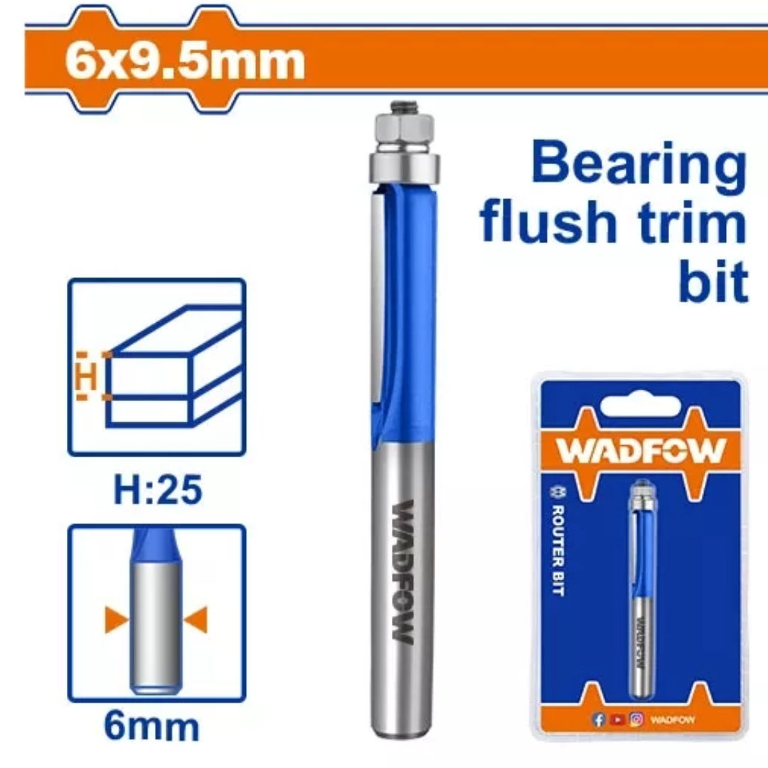 WADFOW Router Bit Flush Trim Type, 6mm Shank