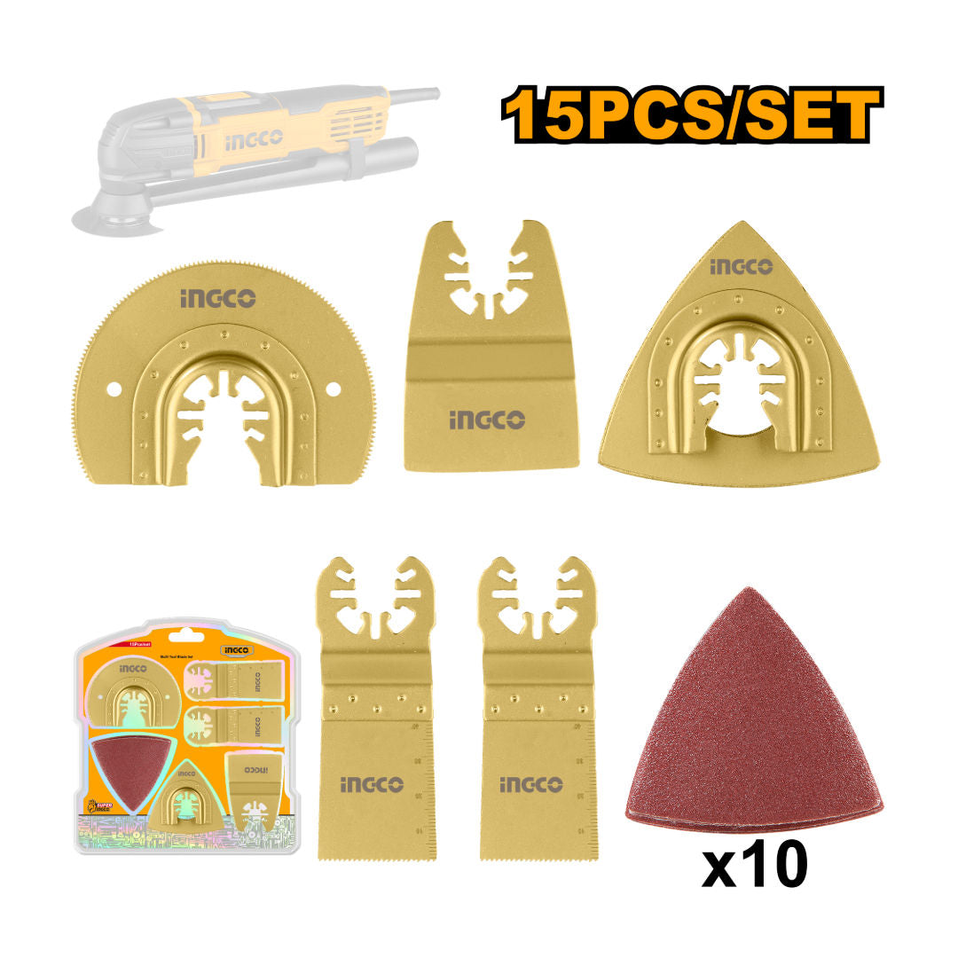 INGCO 15 Pieces Multi-Tool Blade & Sanding Set
