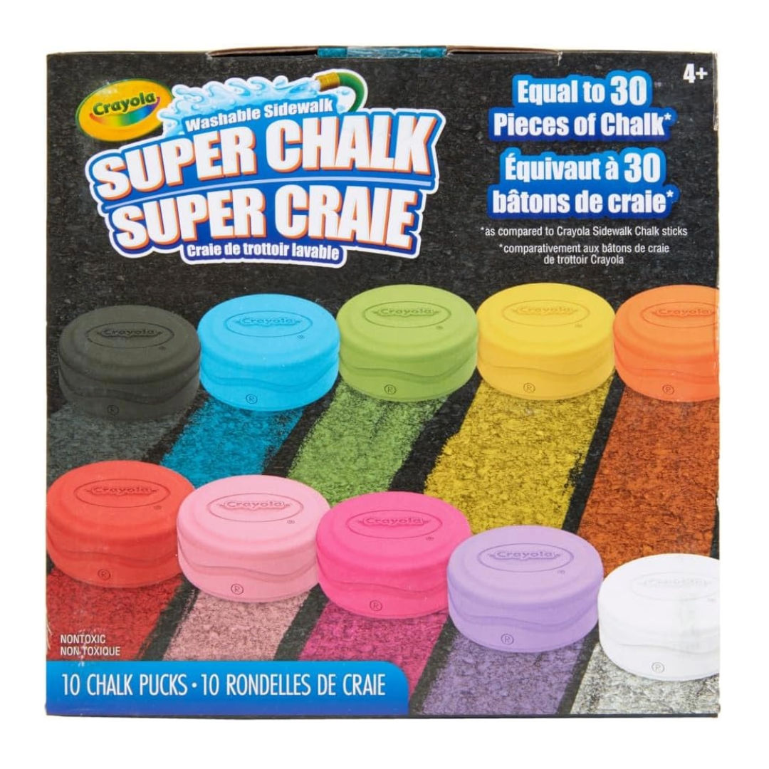 Crayola Washable Sidewalk SUPER CHALK Set, 10 Pieces