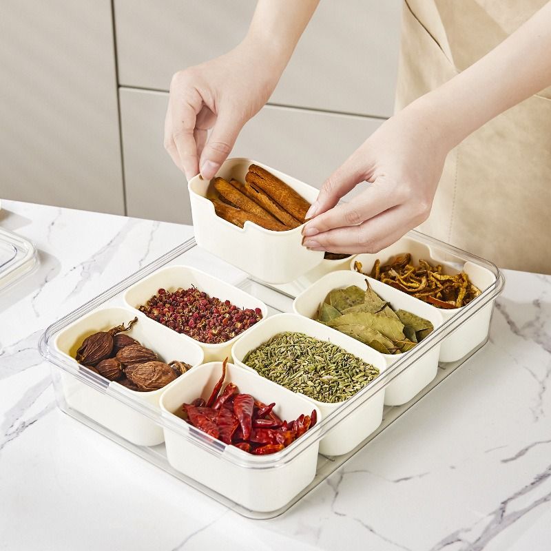 8 Compartment Spice Organizer Box - White