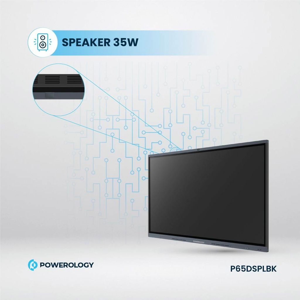 Powerology 65" Interactive Smartboard, Android 11 + Windows 11, 8GB + 128GB, Black