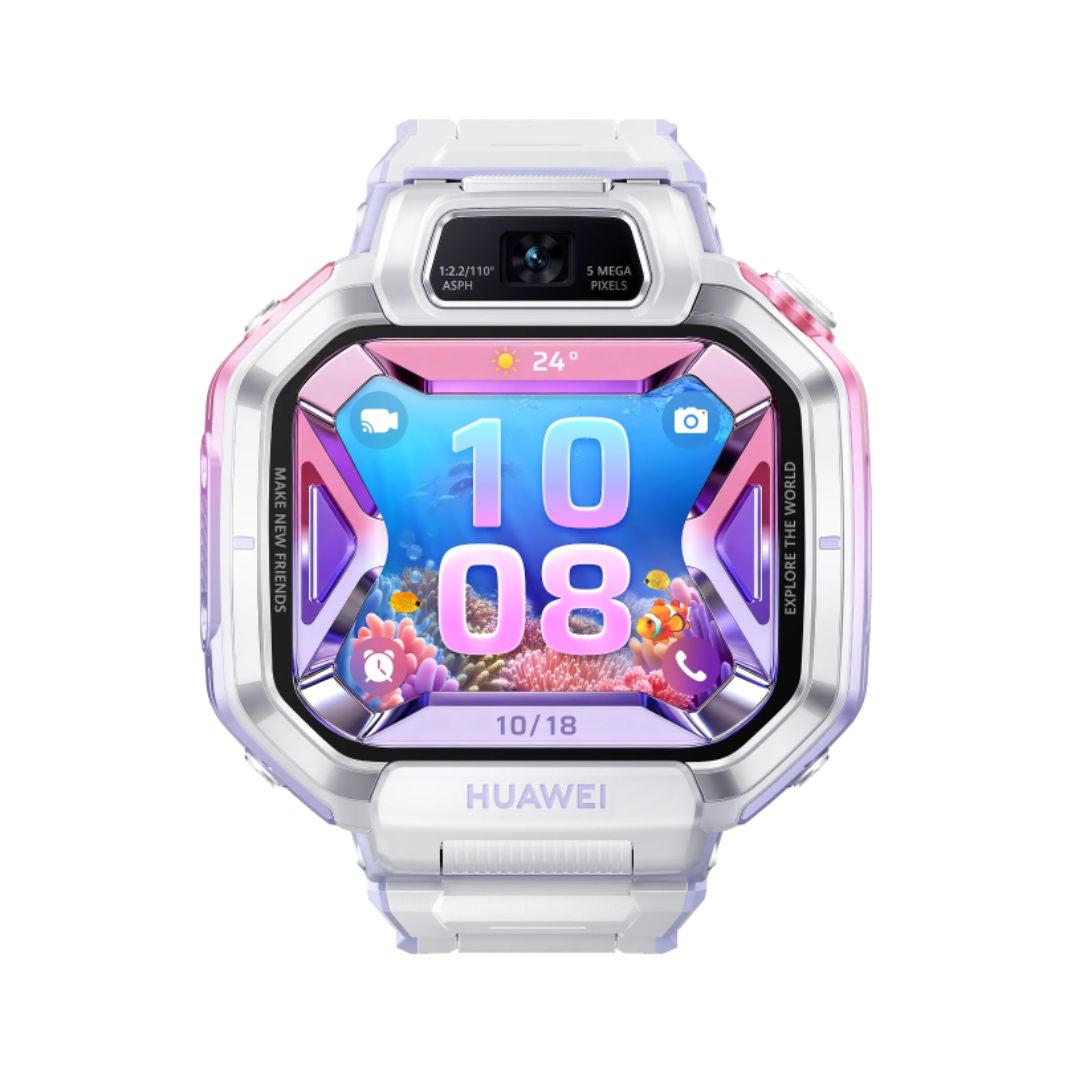 ساعة «Huawei Watch KIDS X1 Pro» الذكية - تصميم قابل للدوران بزاوية 360 درجة، تحديد دقيق للموقع، مكالمات فيديو عالية الدقة، كاميرات بدقة 5 ميجابكسل و13 ميجابكسل، سعة تخزين 64 جيجابايت