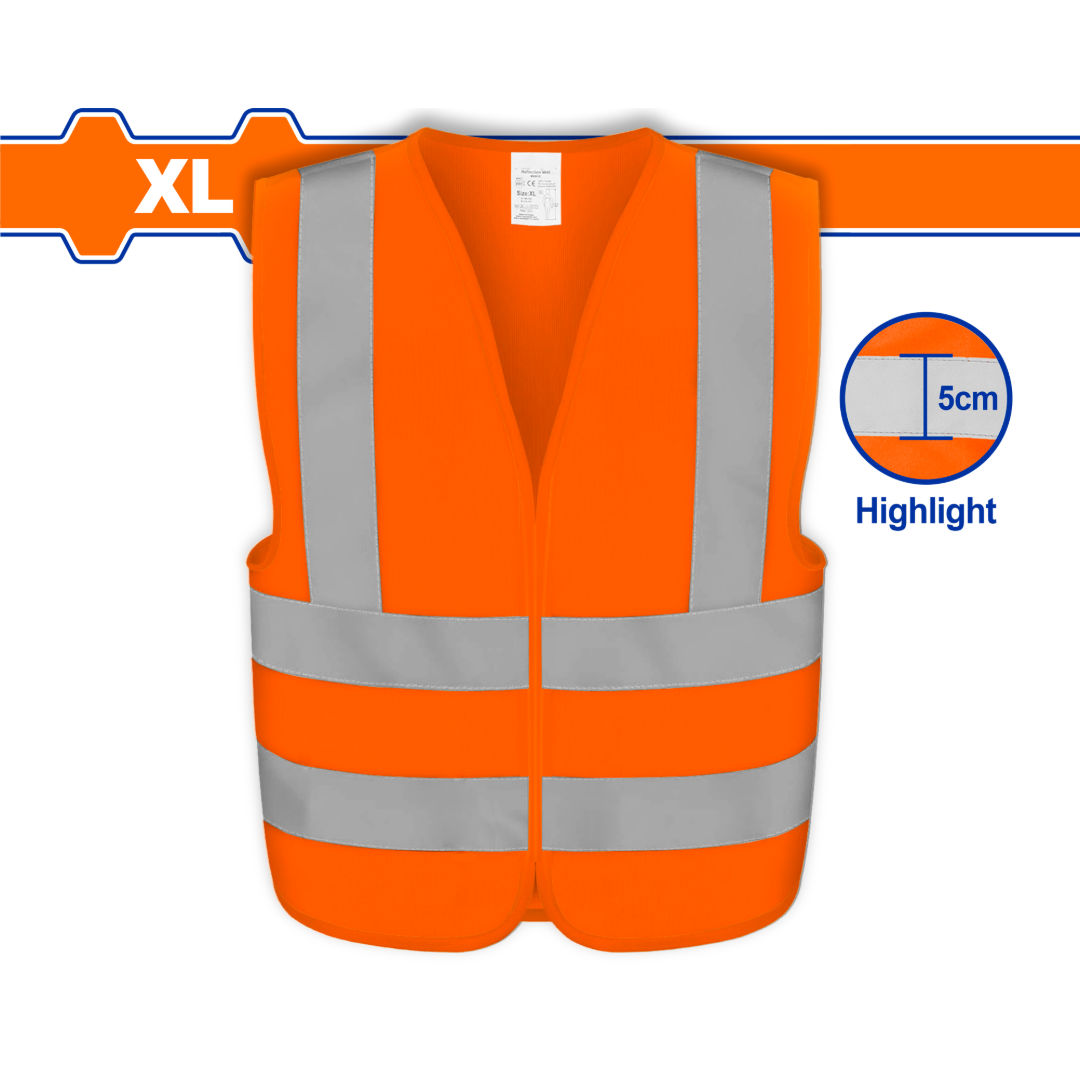 WADFOW Reflective Vest, EN471 Class 2, XL, 5cm Reflective Strip