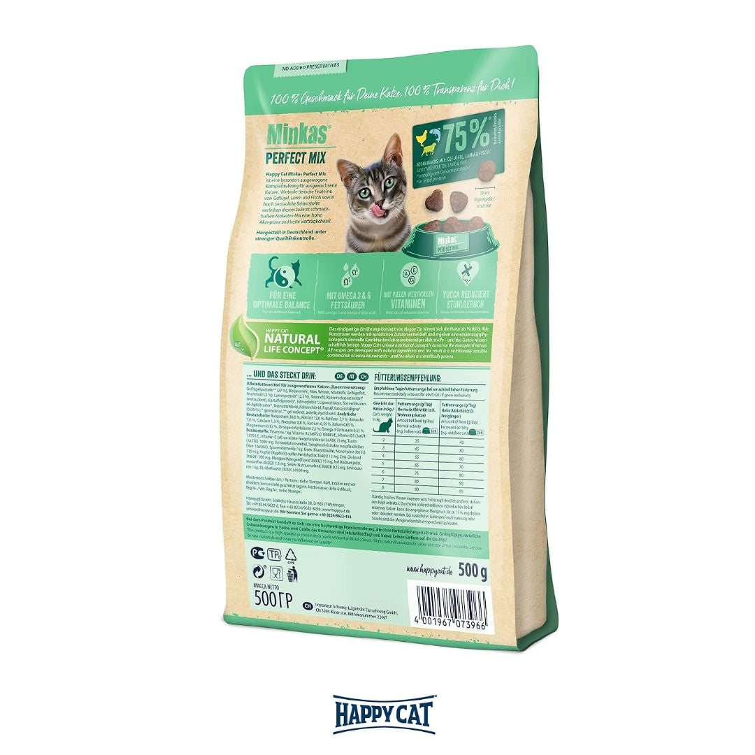 Happy Cat Minkas Perfect Mix Dry Cat Food For Cats, 1+ Year Old