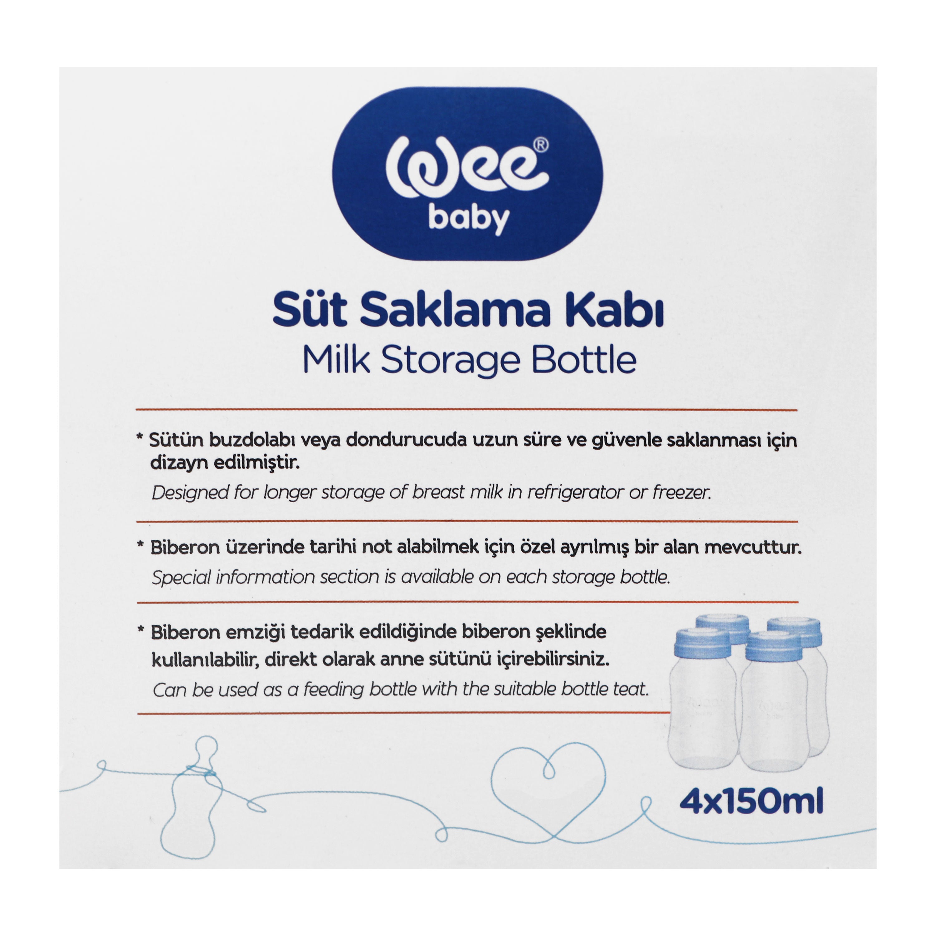 Weebaby Milk Container, 4 Pcs, 126