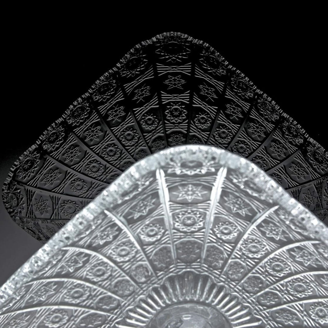 City Glass Bohemia Square Fruit Bowl With Stem, 27.5cm, Tray Gift Box