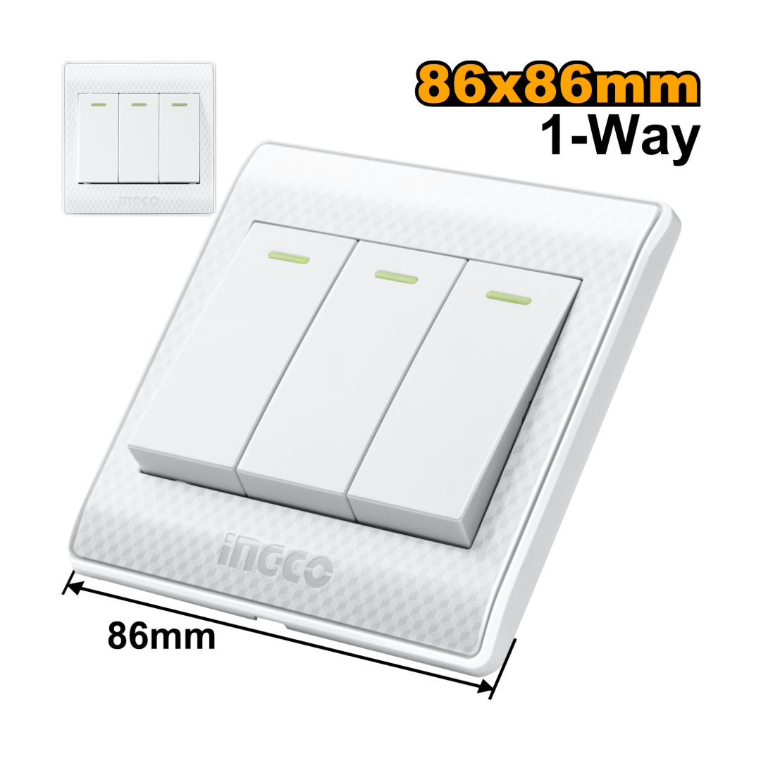 INGCO Wall Switch 3 86x86mm