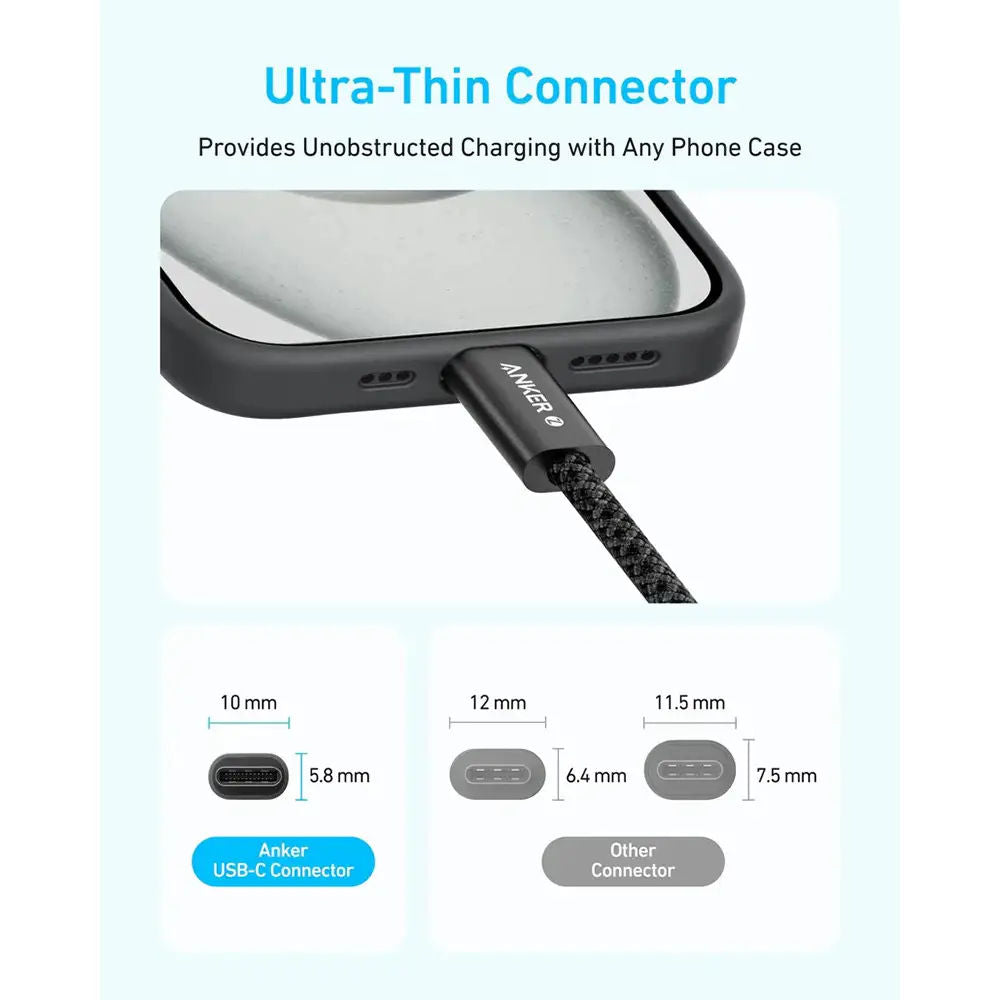 Anker USB-C to USB-C Cable 240W Fast Charging 6ft Dirt-Resistant, Black