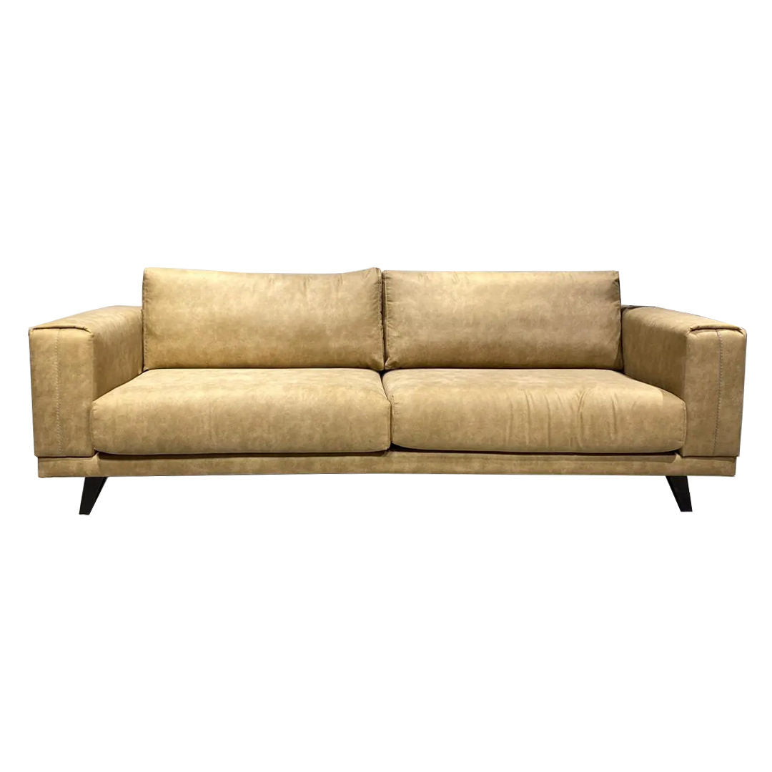 Praia 2-Seater Sofa, Jeep Brown Fabric With Wooden Legs