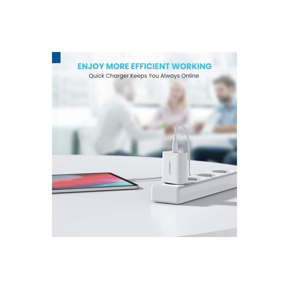 شاحن حائطي UGREEN CD137 بقدرة 20 واط مع منفذ USB-C لتزويد الطاقة، قابس الاتحاد الأوروبي، محول شحن سريع