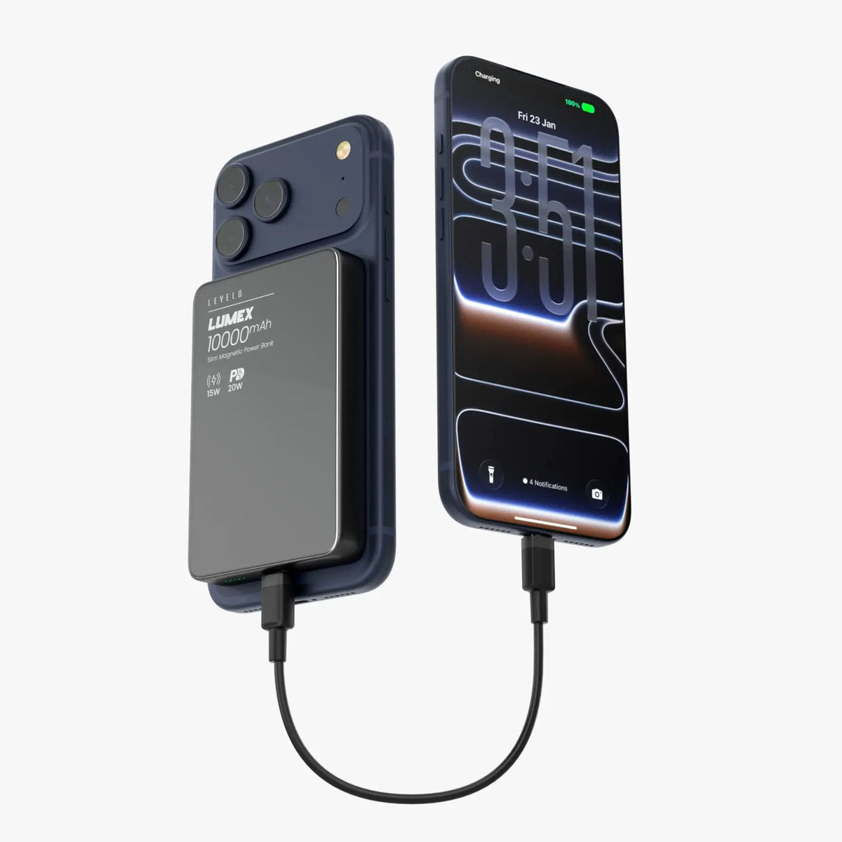 Levelo Lumex Slim Magnetic 10000mAh Power Bank, Lightweight and Travel-Friendly Build