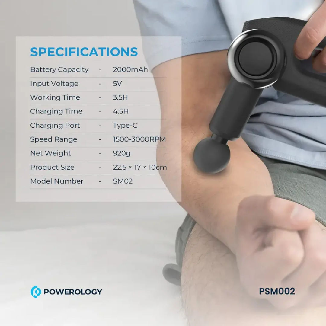 Powerology Full-Body Massage Gun, Black