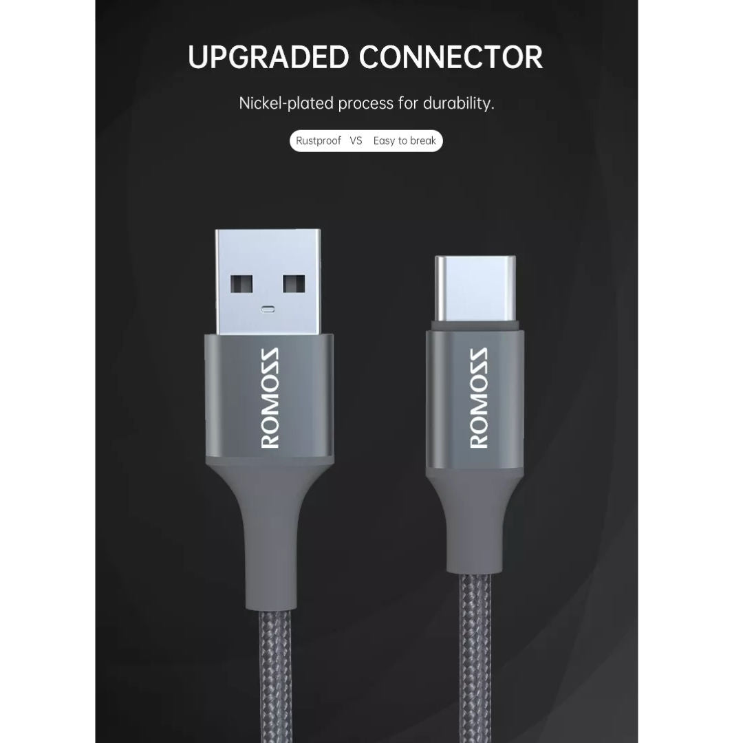 Romoss USB-A To USB-C Cable, 20W, CB3035, Gray
