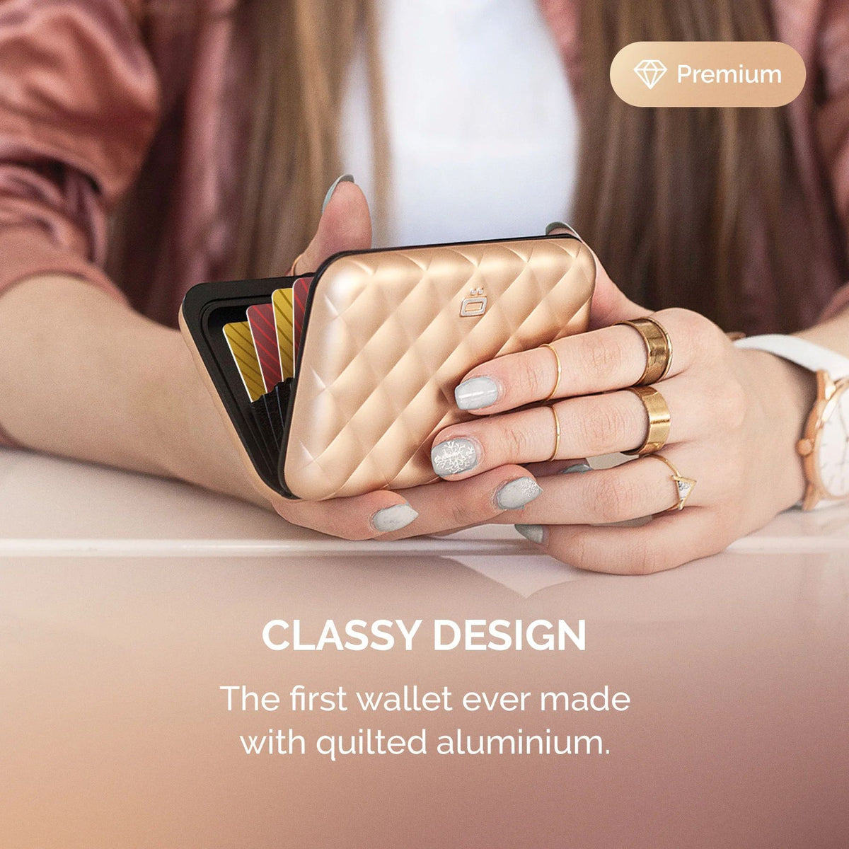 Ogon Helsinki Ladies Wallet Small Case Card Holder, Rose Gold