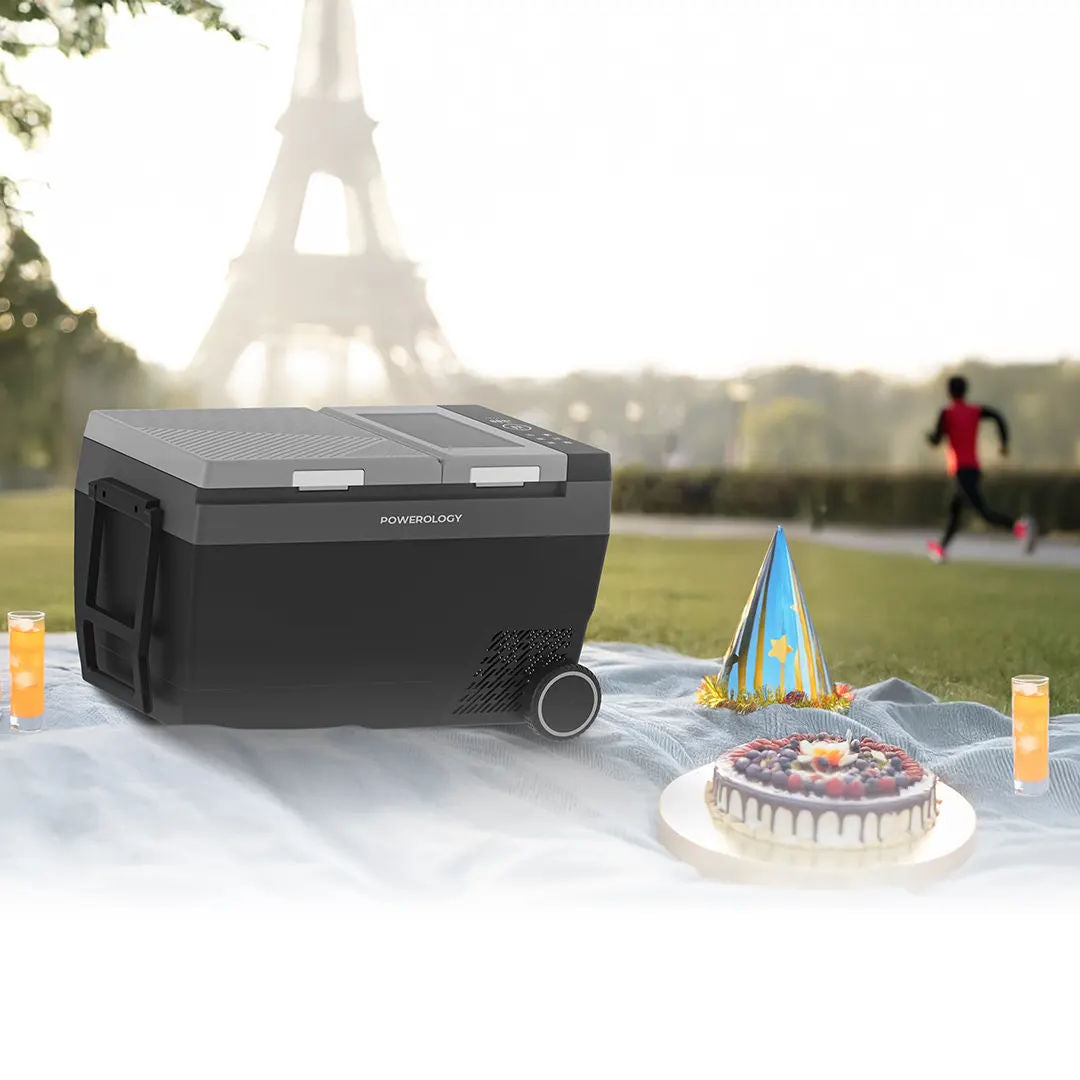 Powerology Portable Outdoor Fridge & Ice Maker, Black