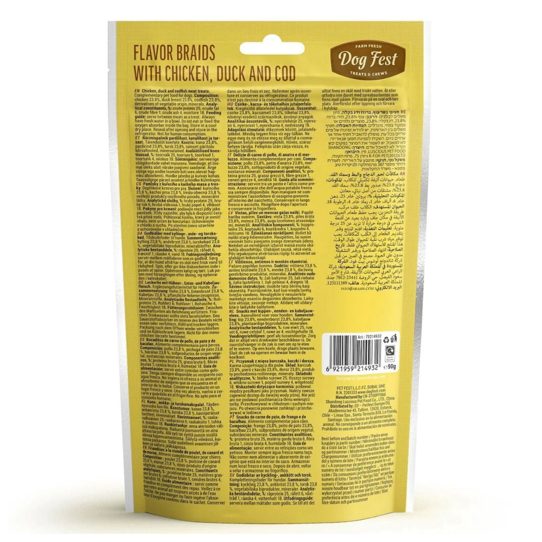 Dog Fest Flavor Braids With Chicken, Duck And Fish, 90gm