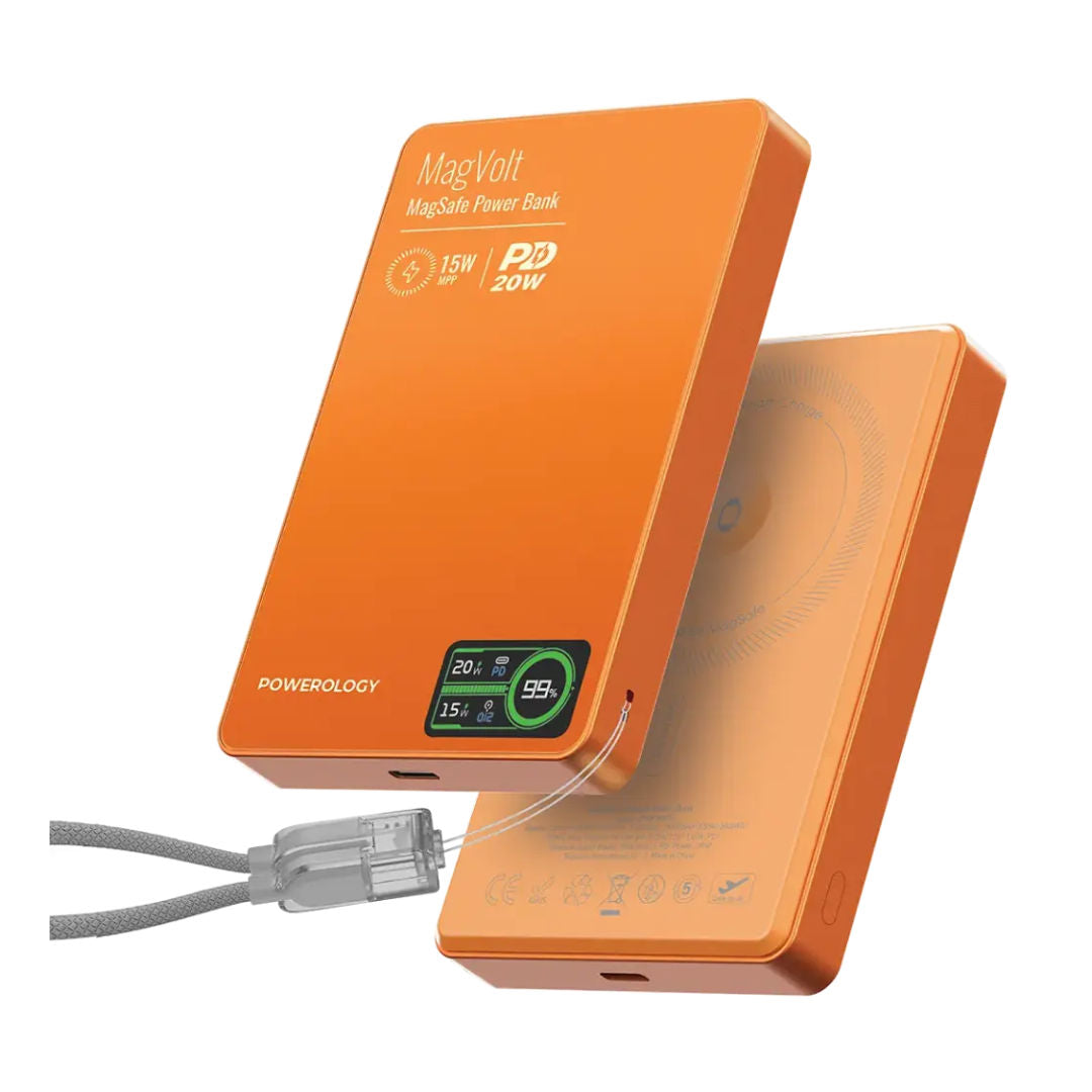Powerology MagVolt 10000mAh Magnetic Power Bank, Ultra-Slim Design