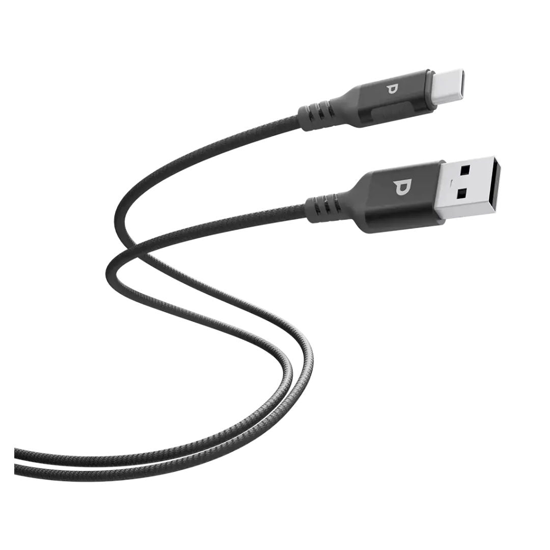 Powerology Power Sync Weave USB-A to USB-C, PD 20W, 2M, High-Speed Charging Cable, Gray