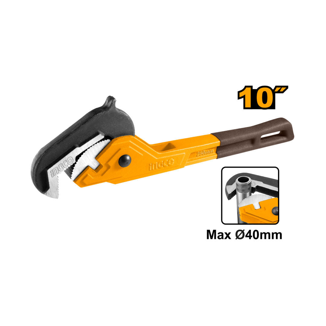 INGCO Ratcheting Pipe Wrench 10″, 250mm, 14–40mm Clamp