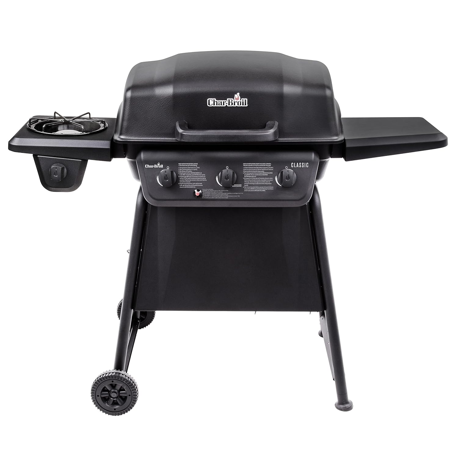 Char-Broil Classic 3-Burner Gas Grill, Propane BBQ With Side Shelves