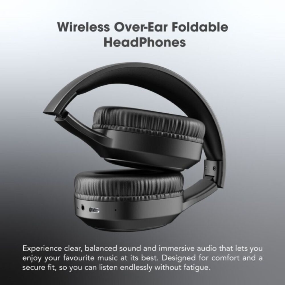 Blupebble Over Ear Foldable Digital Hybrid Noise Cancelling Headphones C85 Black