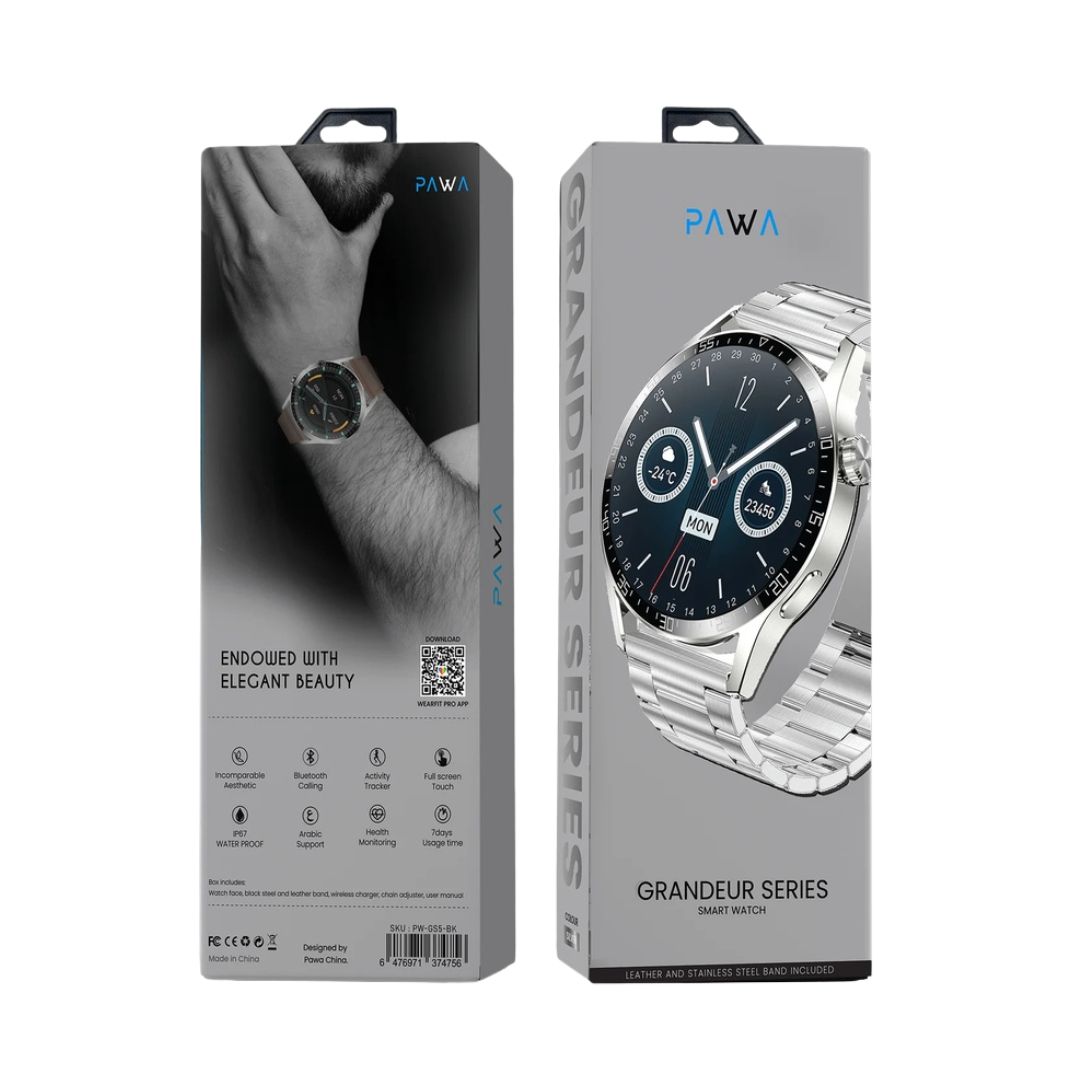 Pawa Grandeur Series Smart Watch, Silver