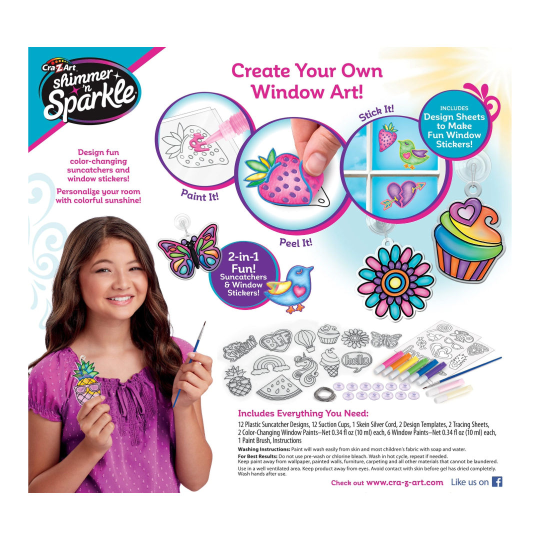 مجموعة Cra-Z-Art Shimmer 'n Sparkle لتزيين النوافذ بألوان متغيرة، للأطفال من عمر 6 سنوات فما فوق