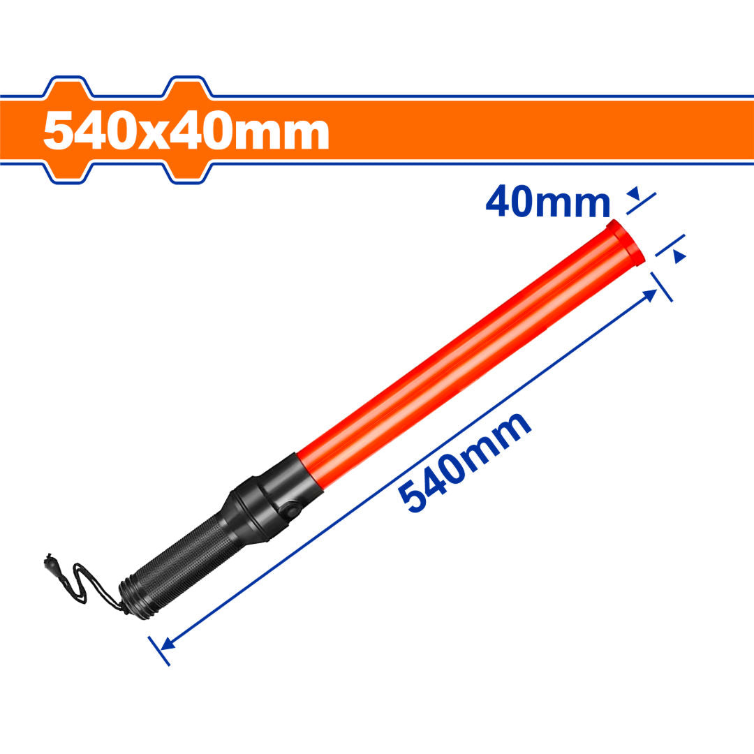 عصا تنظيم المرور WADFOW مقاس 540 × 40 مم، مزودة بوظائف الضوء الوامض والثابت والضوء العلوي