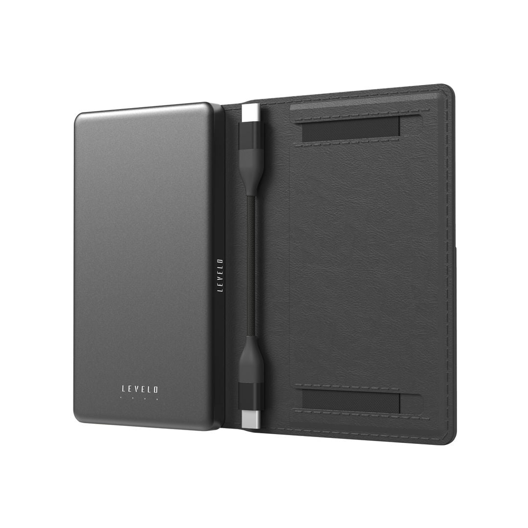 Levelo Vermont Portable 3 in 1 Wallet Power Bank, Black