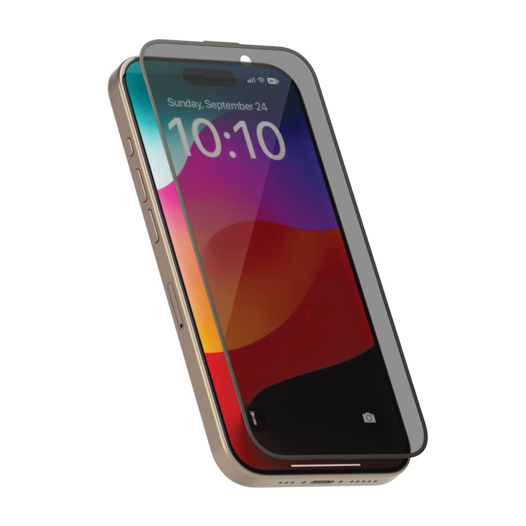 Levelo Full Screen Privacy Twice-Tempered Glass for iPhone 15 Pro & 15 Plus, Protection Against Impact