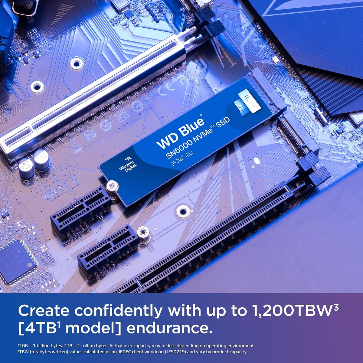 Western Digital WD Blue SN5000 500GB PCIe 4.0 NVMe M.2 2280 SSD, Up to 5000MB/s, WDS500G4B0E