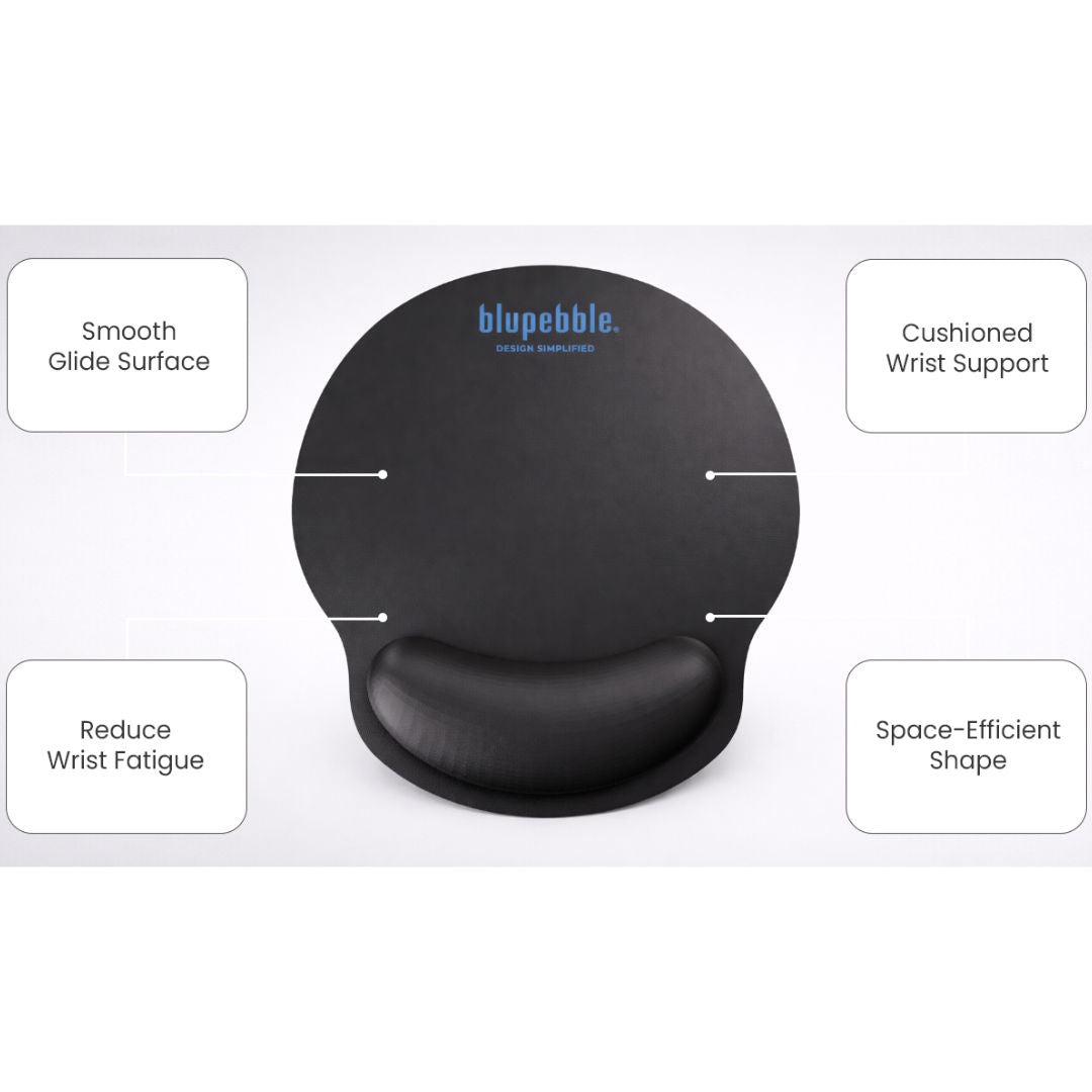 Blupebble Glide Air Optimized Ergonomic Mouse Pad, Black