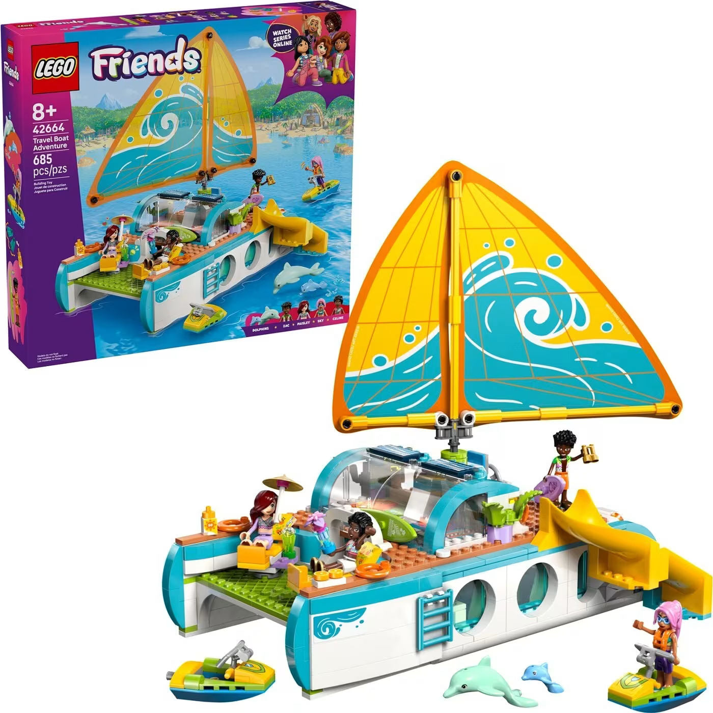 مجموعة بناء «مغامرة قارب السفر» من LEGO Friends للأعمار من 8 سنوات فما فوق، 685 قطعة
