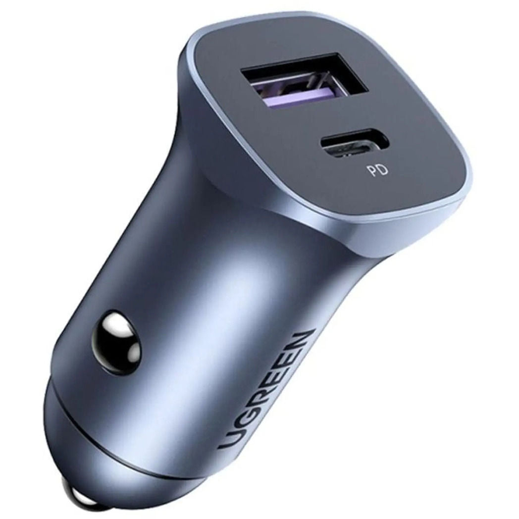 UGREEN CD130 52.5W Dual Port Car Charger with USB-C PD and USB-A QC Fast Charging