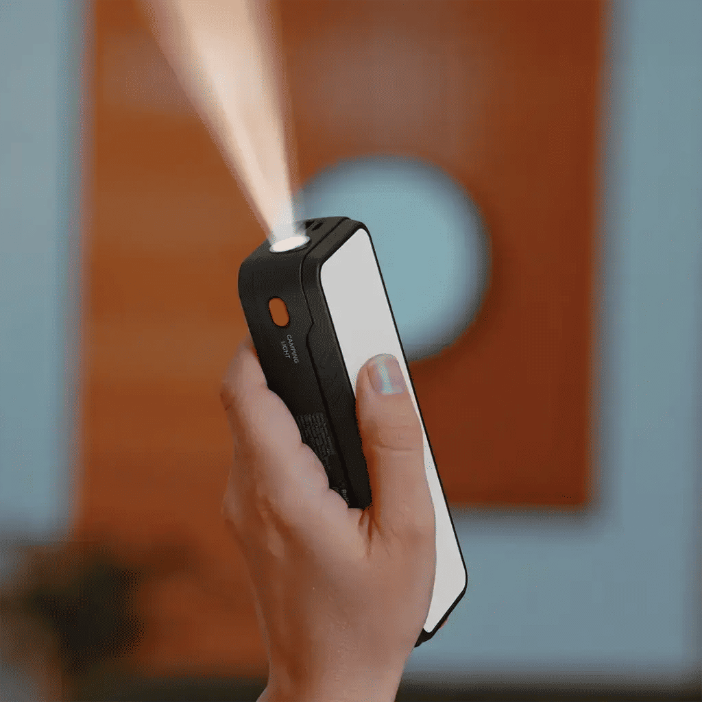 Porodo Solar-Powered 20000mAh Power Bank with Dual USB, LED Flashlight & Outdoor Design, Black