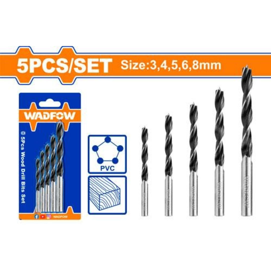 WADFOW 5 Pieces Wood Drill Bit Set