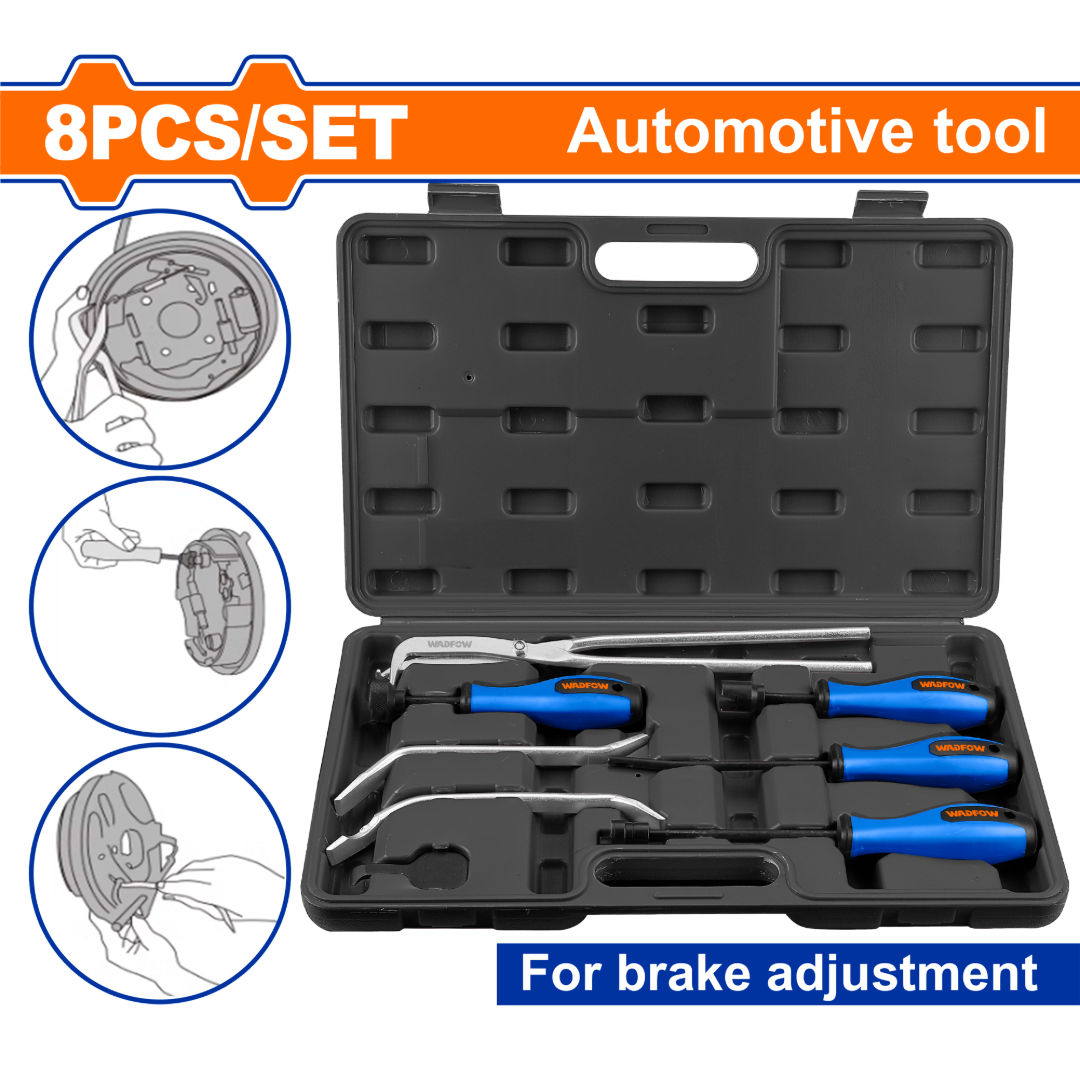 WADFOW Brake Spring Pliers Kit, 8-Piece Drum Brake Tool Set, Carbon Steel, BMC Case