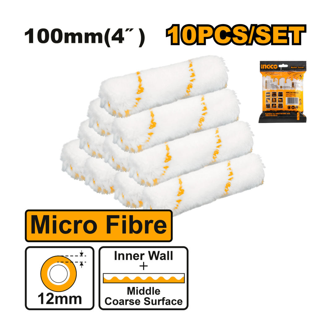 INGCO Roller Cover (Inner Wall), Microfibre, 100mm/4″, 12mm Pile