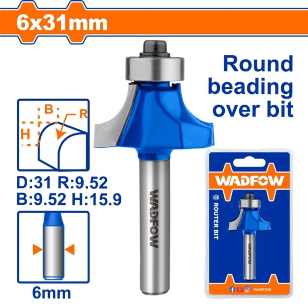WADFOW Router Bit Corner Round, 6mm Shank